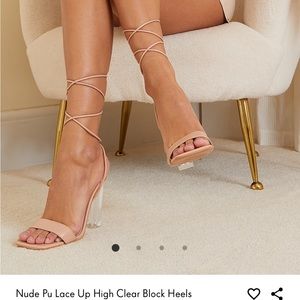 NUDE STRAPPY HEELS FROM PRETTY LITTLE THING SIZE 5.